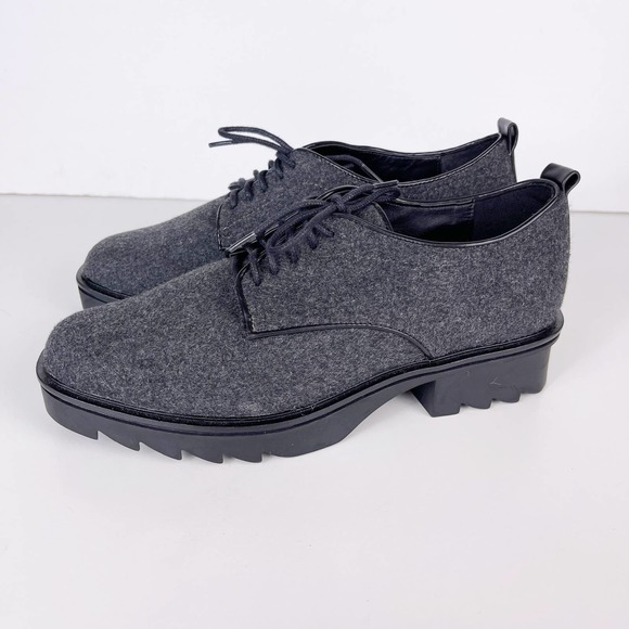 Zara ZRF Wool Felt Blushers With Tracked Soles Lugged Lace Up Oxfords EU 40 US 9 - Picture 2 of 8
